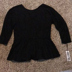 2 Piece Black Lace Peplum Top & Skirt Set